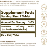 Solgar Yeast-Free Selenium 100 mcg - 100 Tablets - Supports Antioxidant & Immune System Health